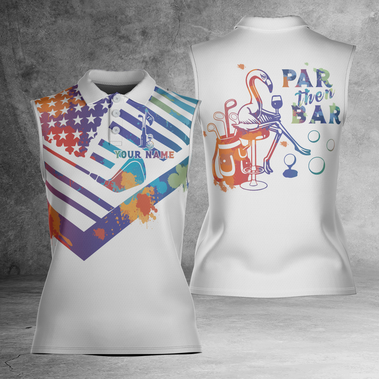 Watercolor Par Then Bar Flamingo V2 Women Golf Women Sleeveless Polo Size XS-4XL