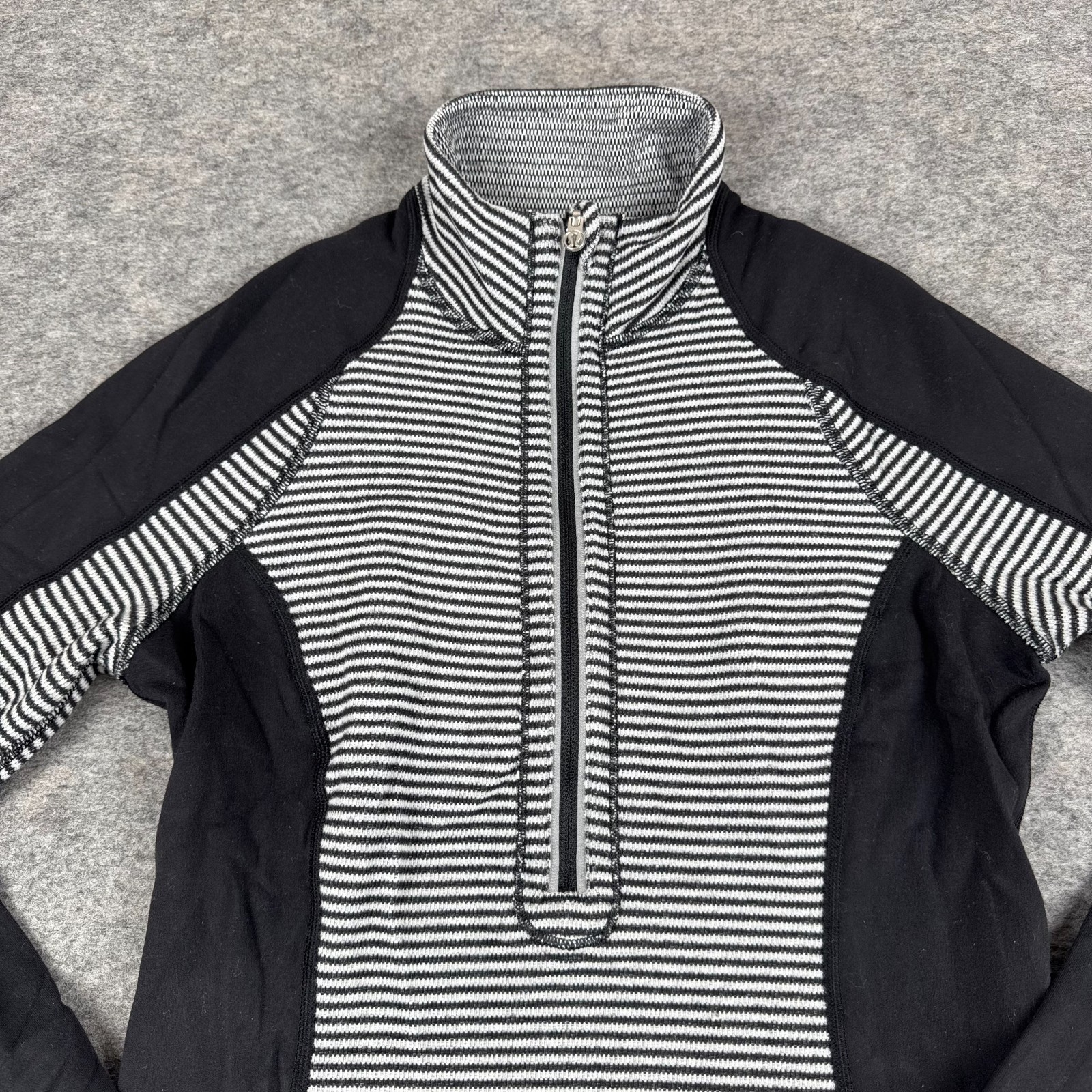 Lululemon Run U-Turn Pullover Rulu Mini Check Pique Black White Womens 4