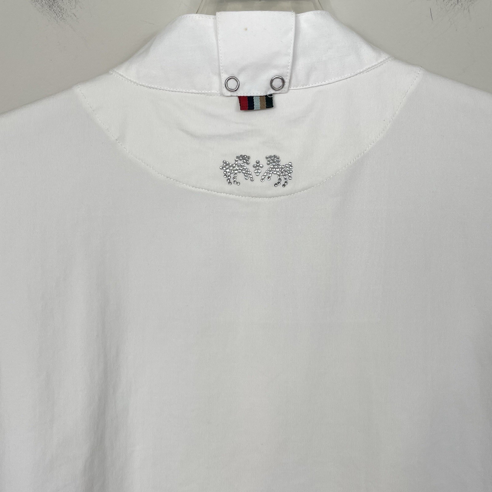 Equine Couture Rio Show Shirt Women XL White Equestrian 1/4 Pearl Snap Horse Grl