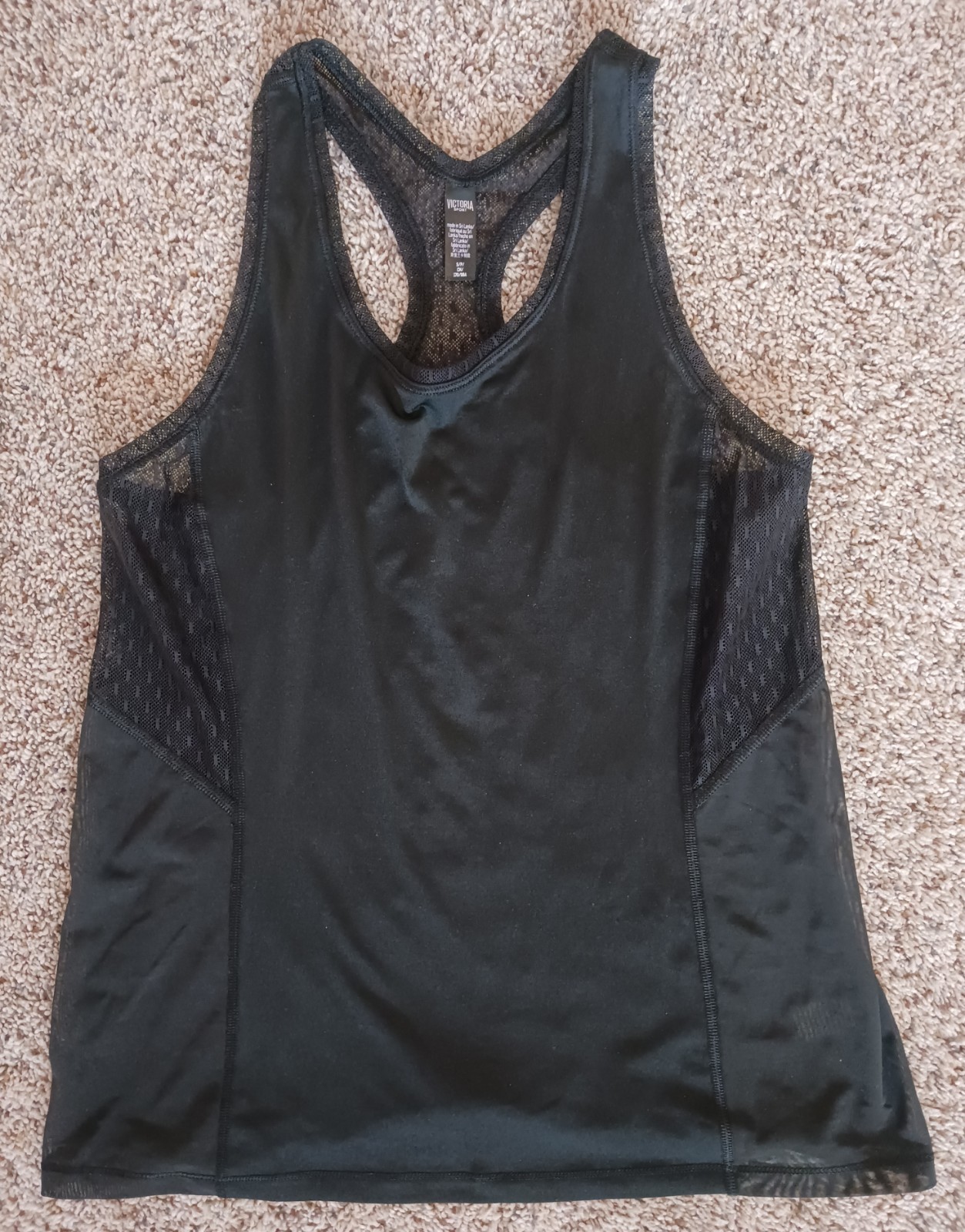 VS Victoria Secret Sports black mesh racerback tank Small Workout top