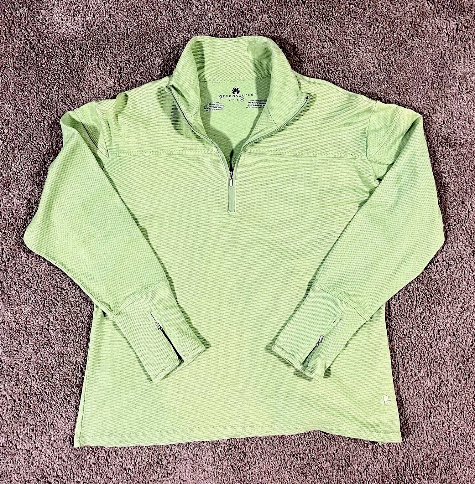 Greensource Women’s Green 1/4 Zip Neck 100% Organic Cotton Pullover XL