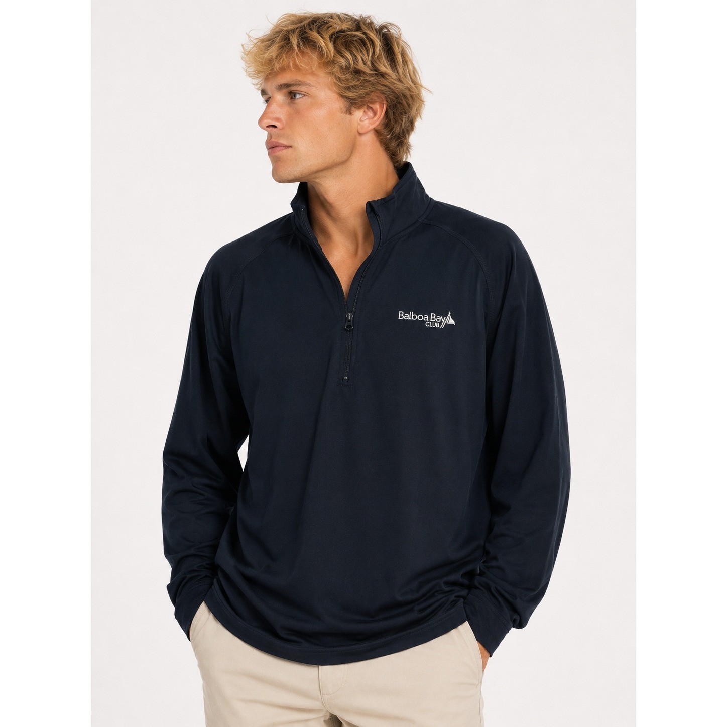 Balboa Bay Club | Womens Black Quarter Zip Performance Pullover Top | Size Large