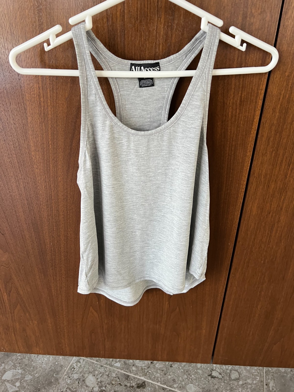 All Access Womens Athletic Racer Back Grey Tank Top Size:Small