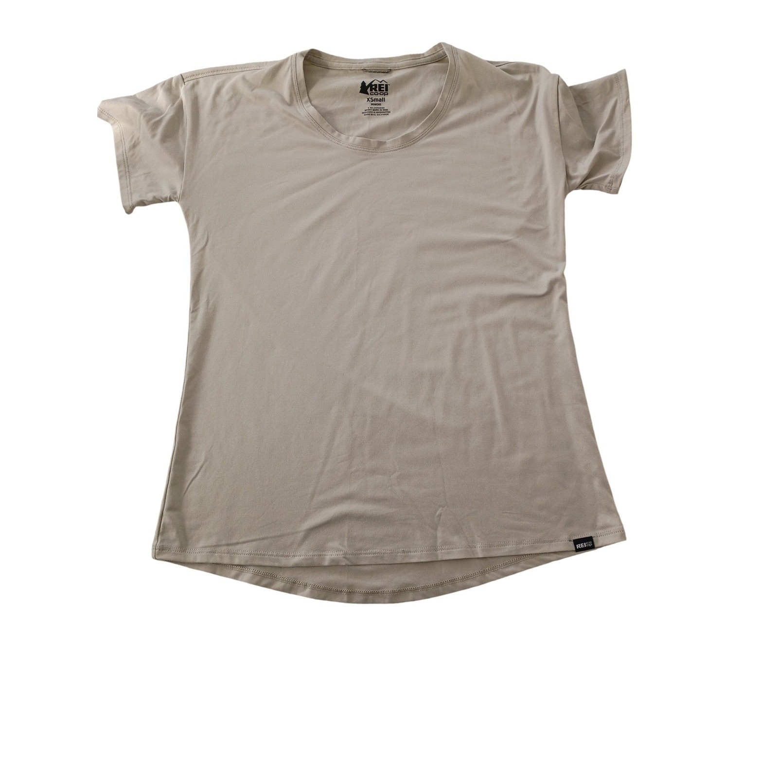 REI Co-op Tan Hiking T-Shirt Size Fits S Activewear Stretch Crew Neck