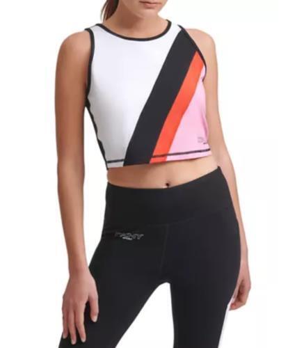 DKNY Sport Top Color Block Crop Tank Colorblock Sleeveless Sz XL NEW NWT 560