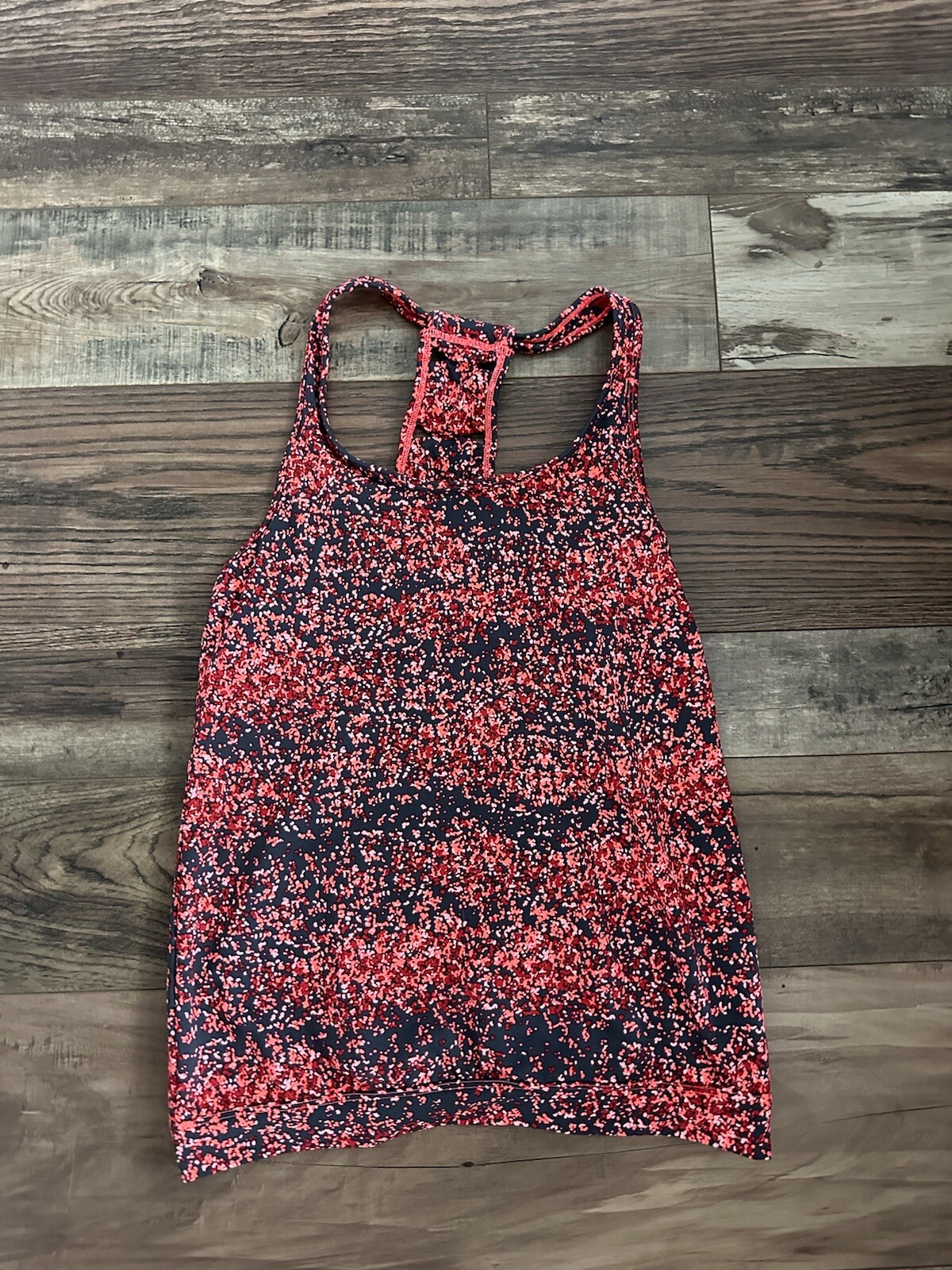 Athleta Printed XO Coral Gray Racerback Activewear Tank Top Women Sz XS