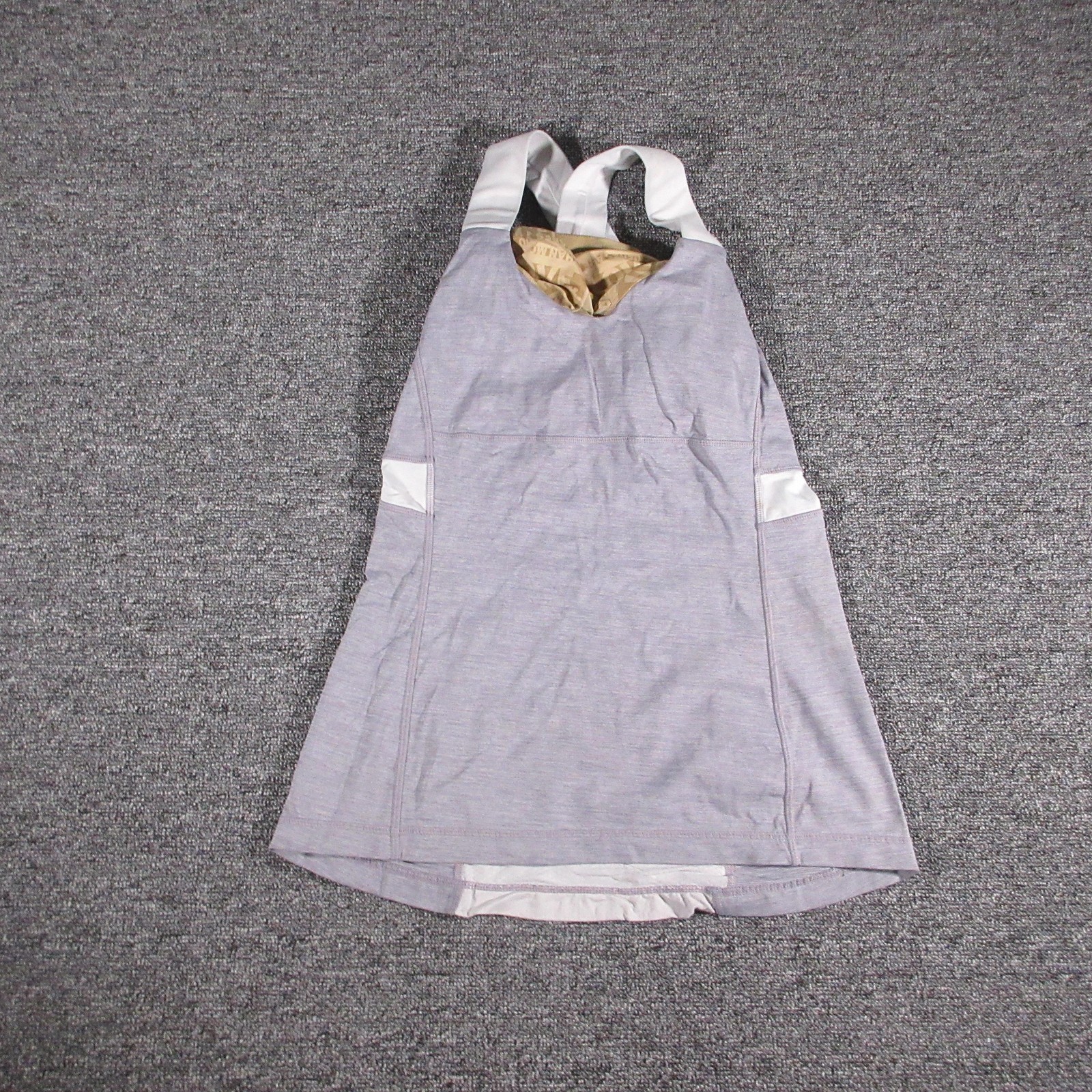 Lululemon Dress Womens Medium Gray Racerback Built In Bra Athletic Tank Top