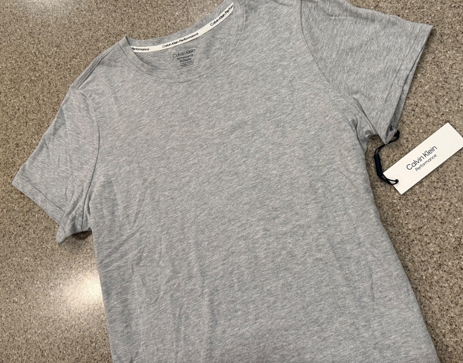 CALVIN KLEIN PERFORMANCE New! Gray Short Sleeve Cotton Athleisure Tee Top NWT XL