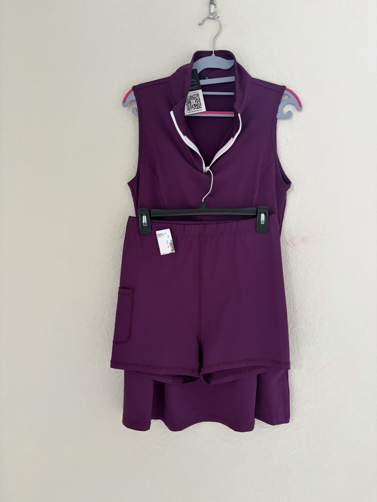 FKEEP Women’s Tennis Golf Dress Shorts Zipper Sport Purple Size Medium NEW