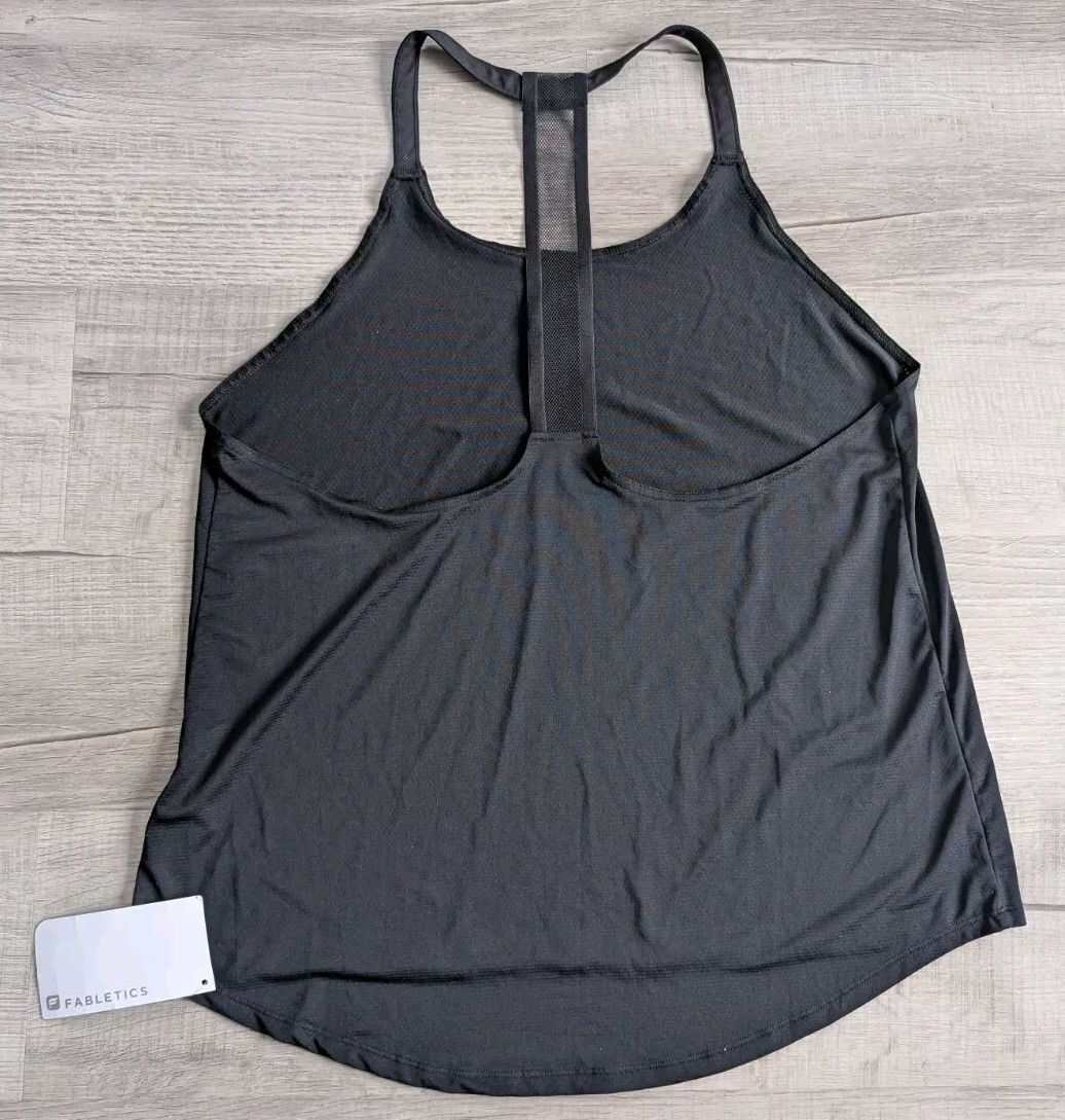Fabletics Womens Eunice Top Small Black Pullover Tank Racerback Stretch NWT New