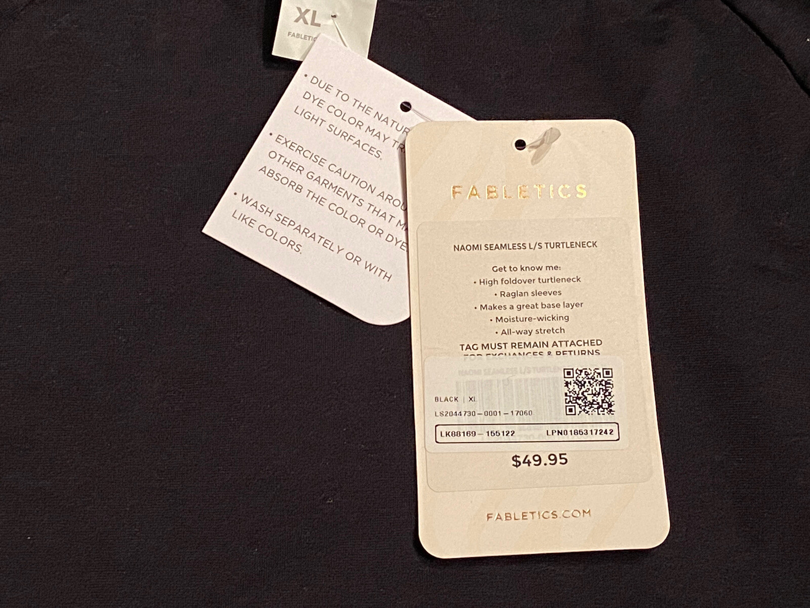 Fabletics Naomi Seamless Long-Sleeve Stretch Turtleneck Sz XL Color Black NWT