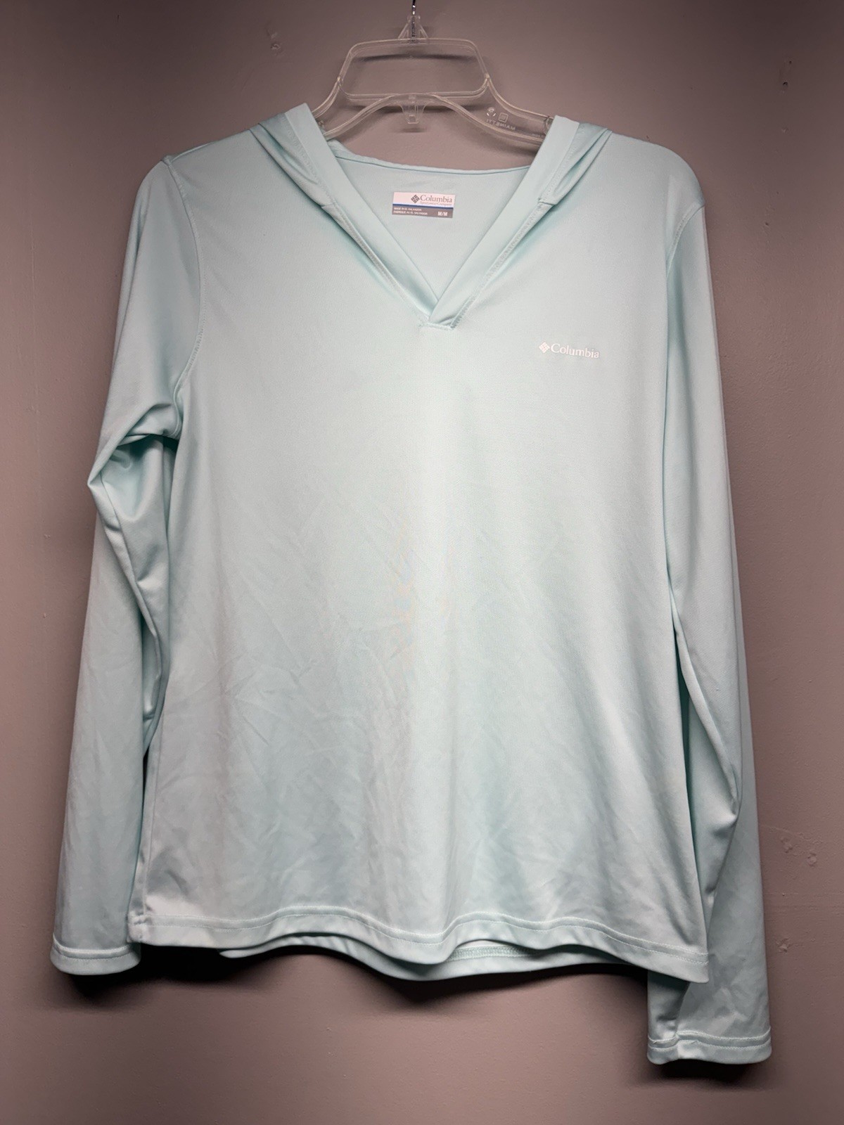 Columbia Omni-Shade Hooded Long Sleeve, Teal, M