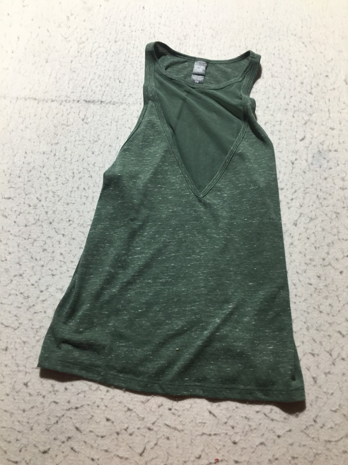 Victoria Sport Tank Top Womens S Small Gray Mesh V Neck Front See Through Active