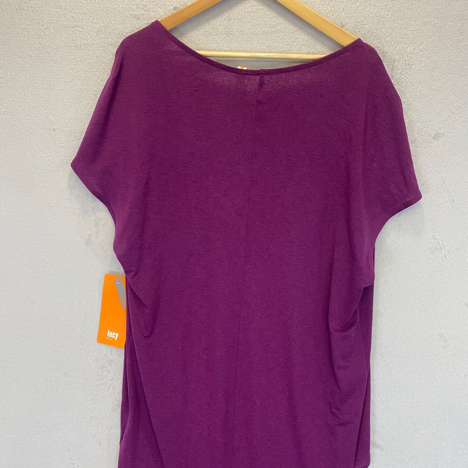 Lucy Yoga Flow Wrap Top Medium Athletic Purple Breathable Open Front Mesh NWT
