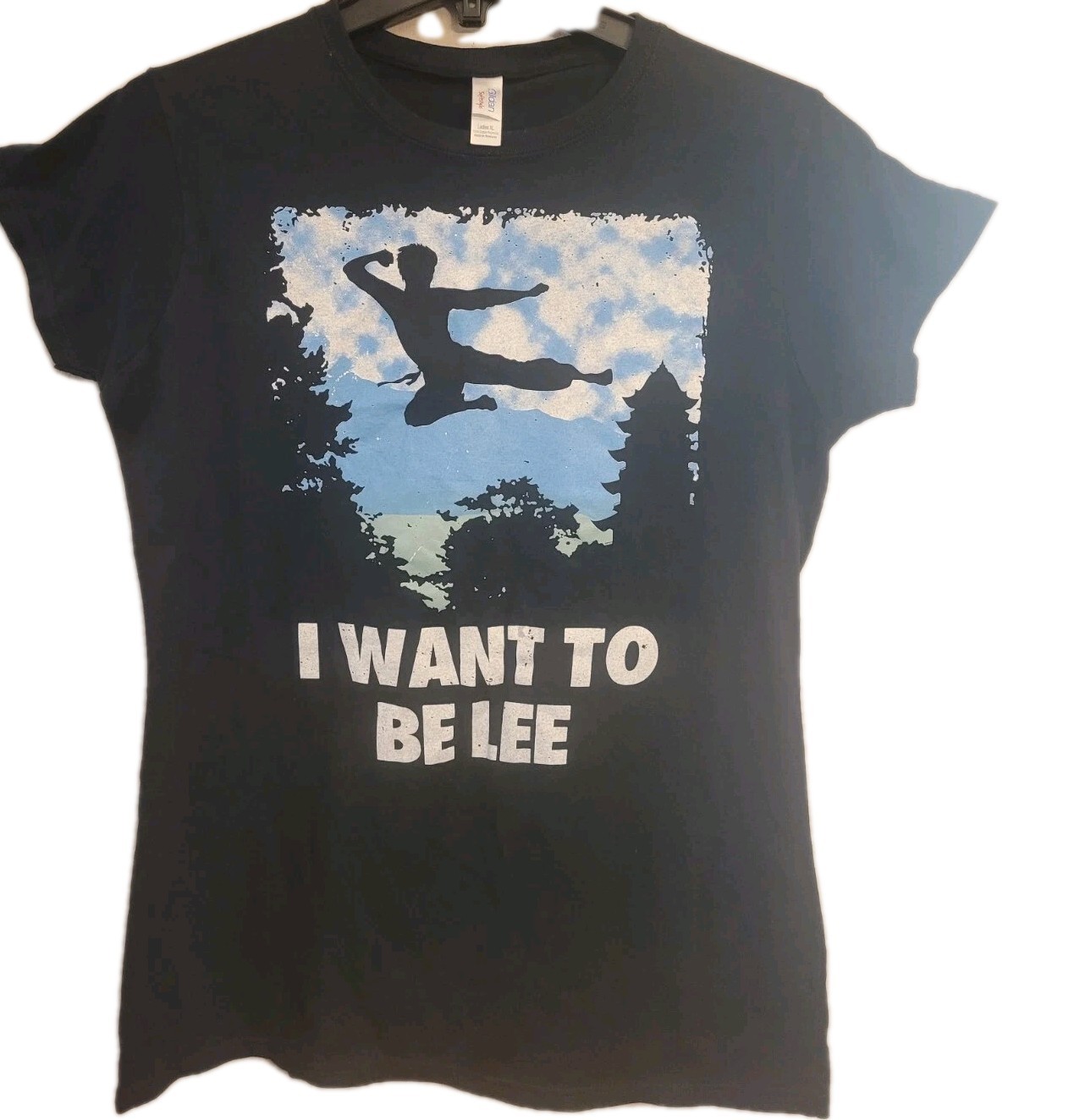 Gildan Womens T Shirt Size XL Black Short Sleeve Crew Neck I Want To Be Lee