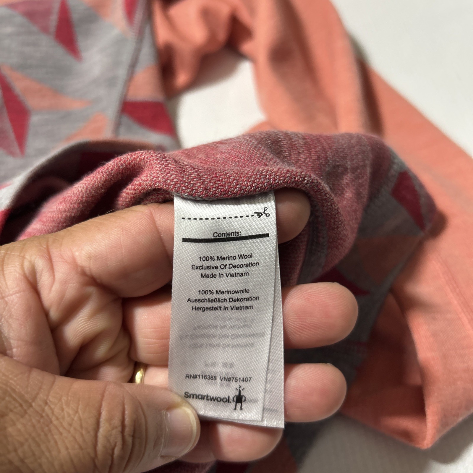 Smartwool Merino 250 Baselayer Pattern Quarter Zip Women Sz M Orange Gray👀 SEE*