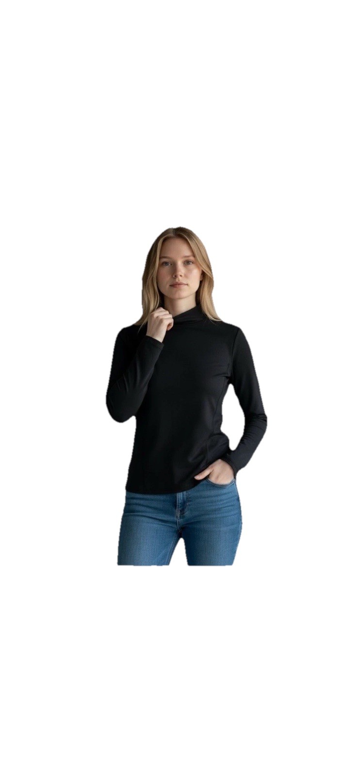 DSG Womens Small Black CWC Mock Neck Long Sleeve Moisture Wicking Top NEW