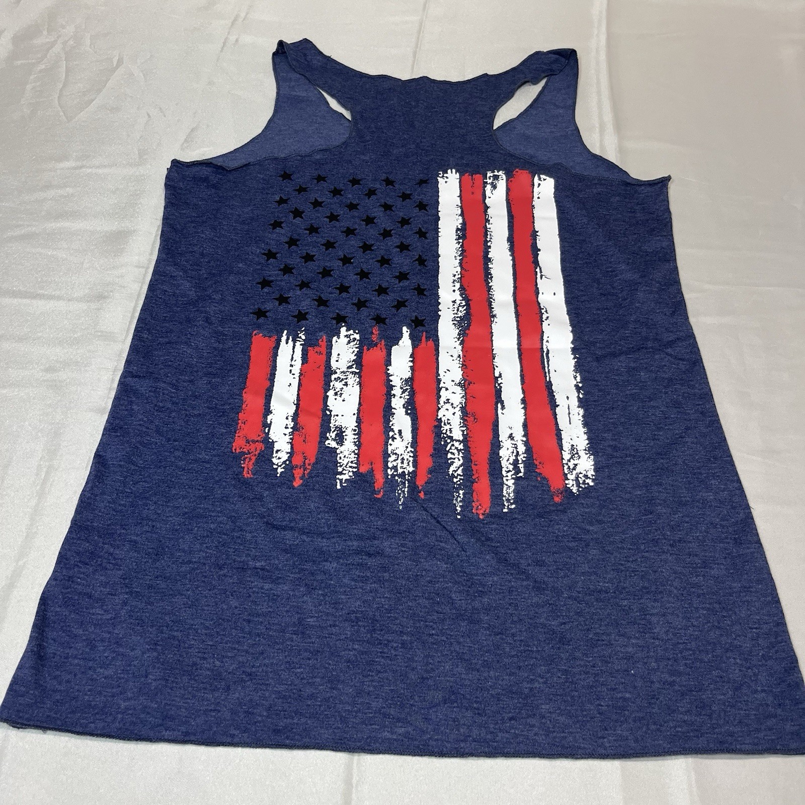 American Flag Women’s Distressed US Flag Patriotic Tank Top Racer Back NWOT S