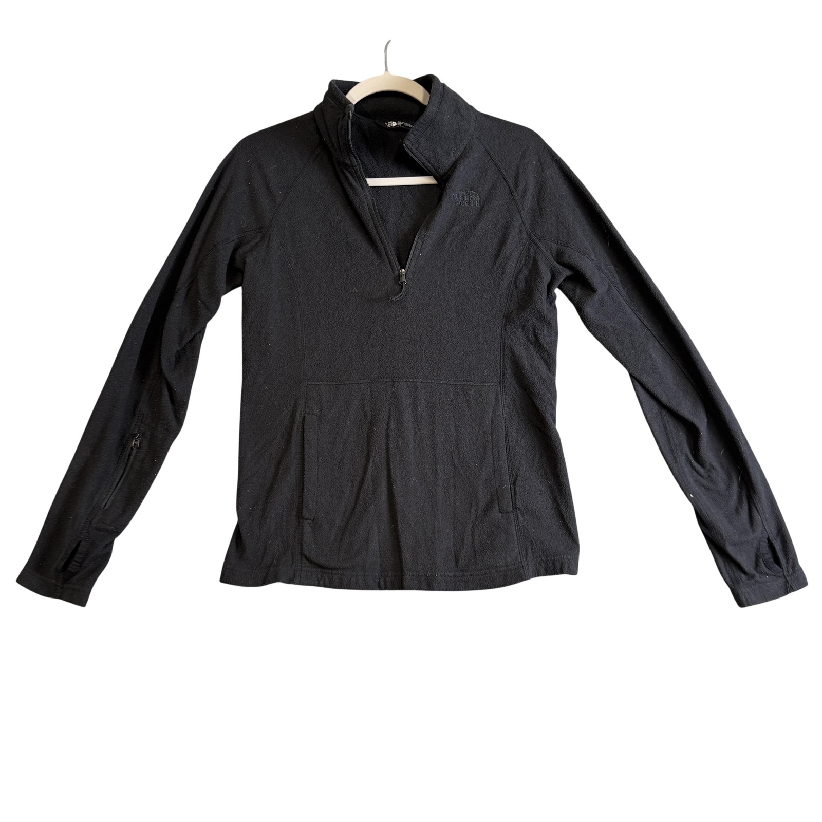 The North Face Pullover Womens Small Black Fleece 1/4 Zip Pocket Hiking Top