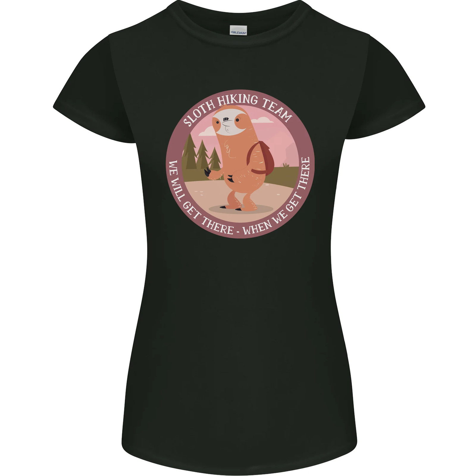 Sloth Hiking Team Funny Trekking Walking Womens Petite Cut T-Shirt