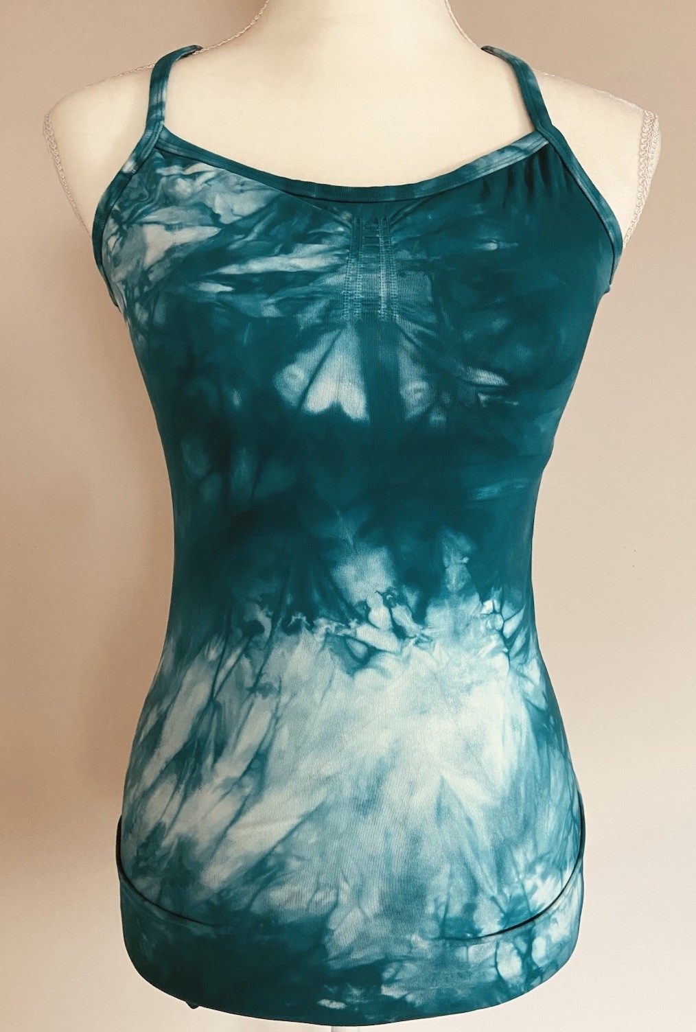 Athleta sz S Seamless Tie-Dye Green COMPRESSION Tank Built in Bra