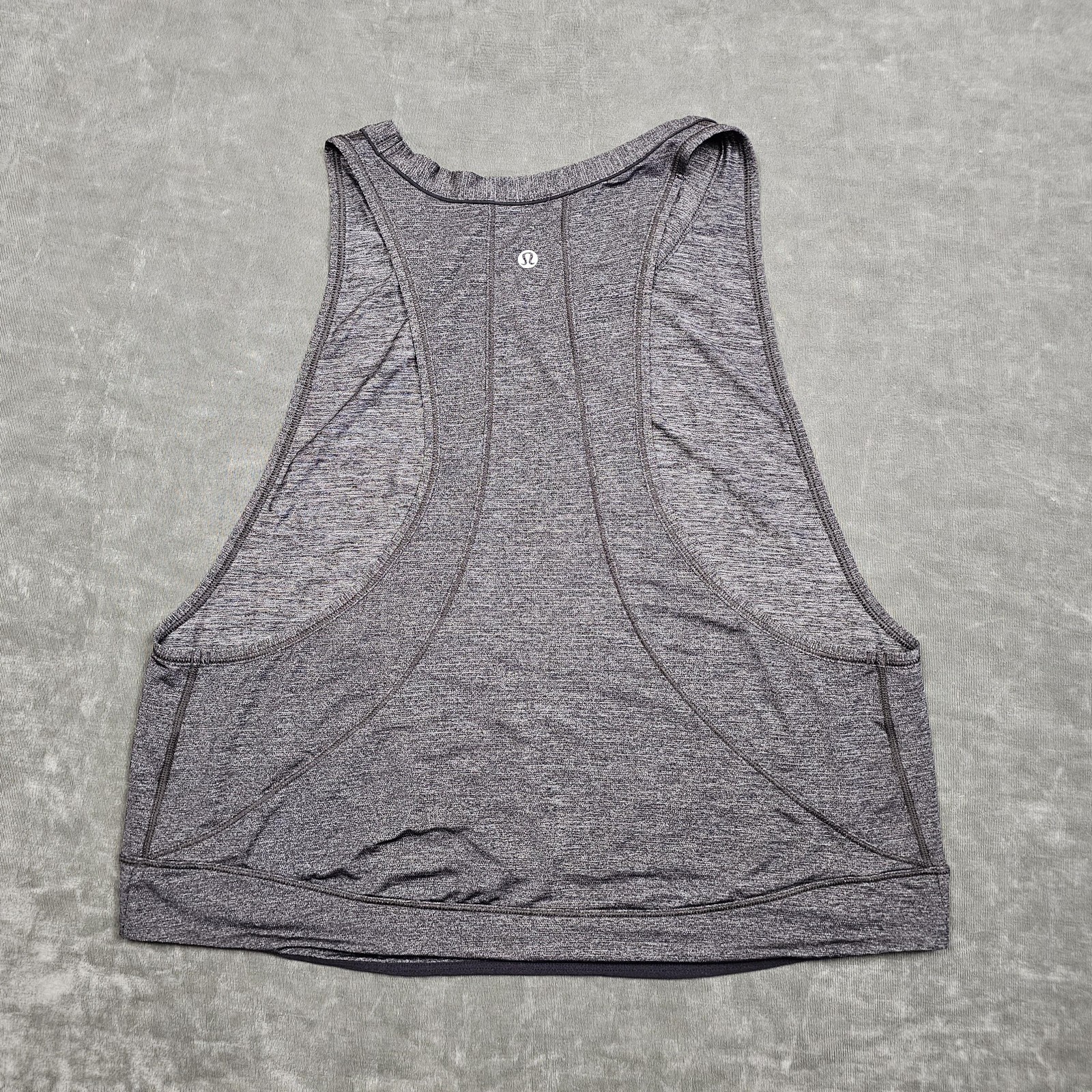 Lululemon Tank Top Womens 8 Gray Cropped Crew Neck Open Side Muscle Yoga Gym