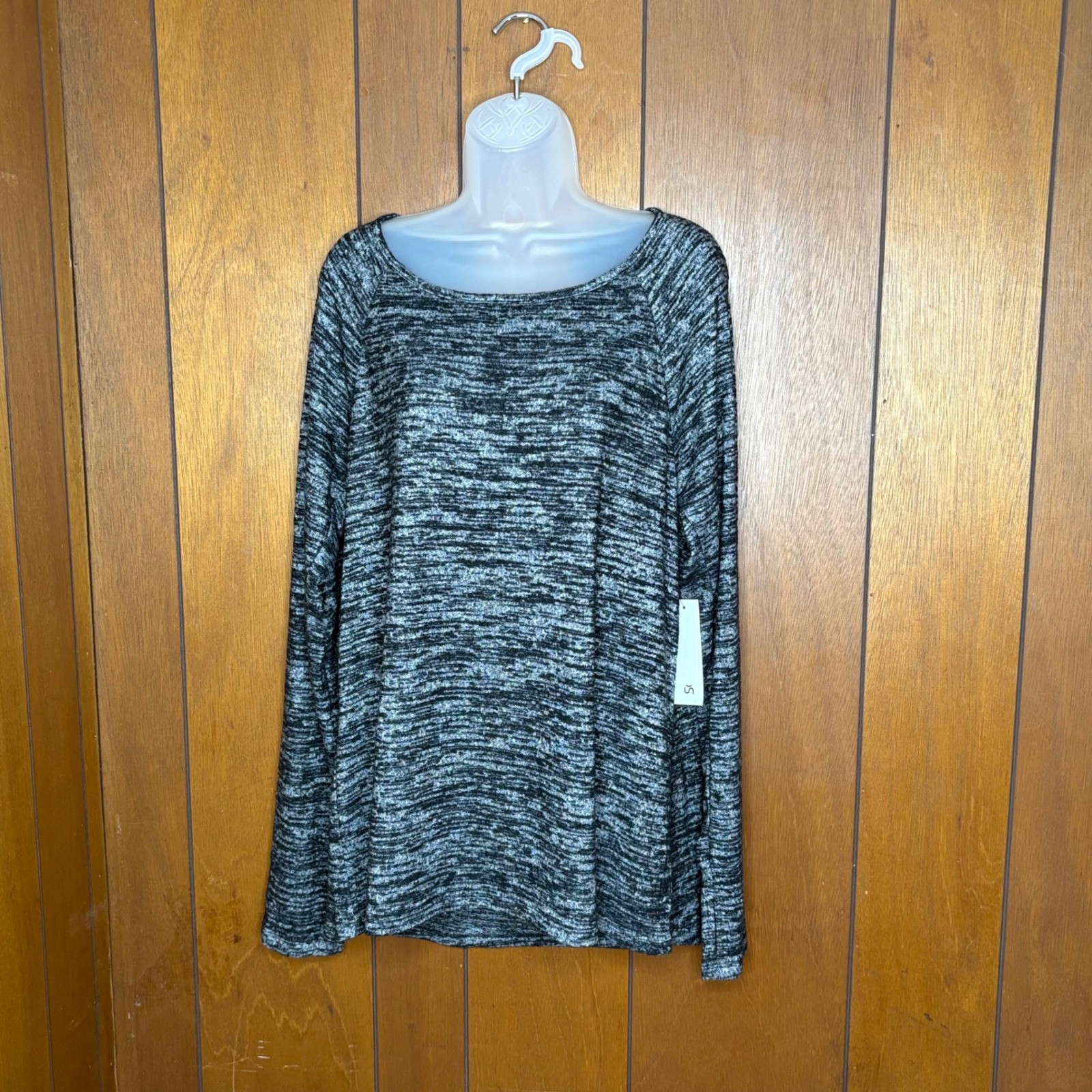 Zelos Top Womens XL Space Dye Black Soft Keyhole Back Athleisure Loungewear Gym
