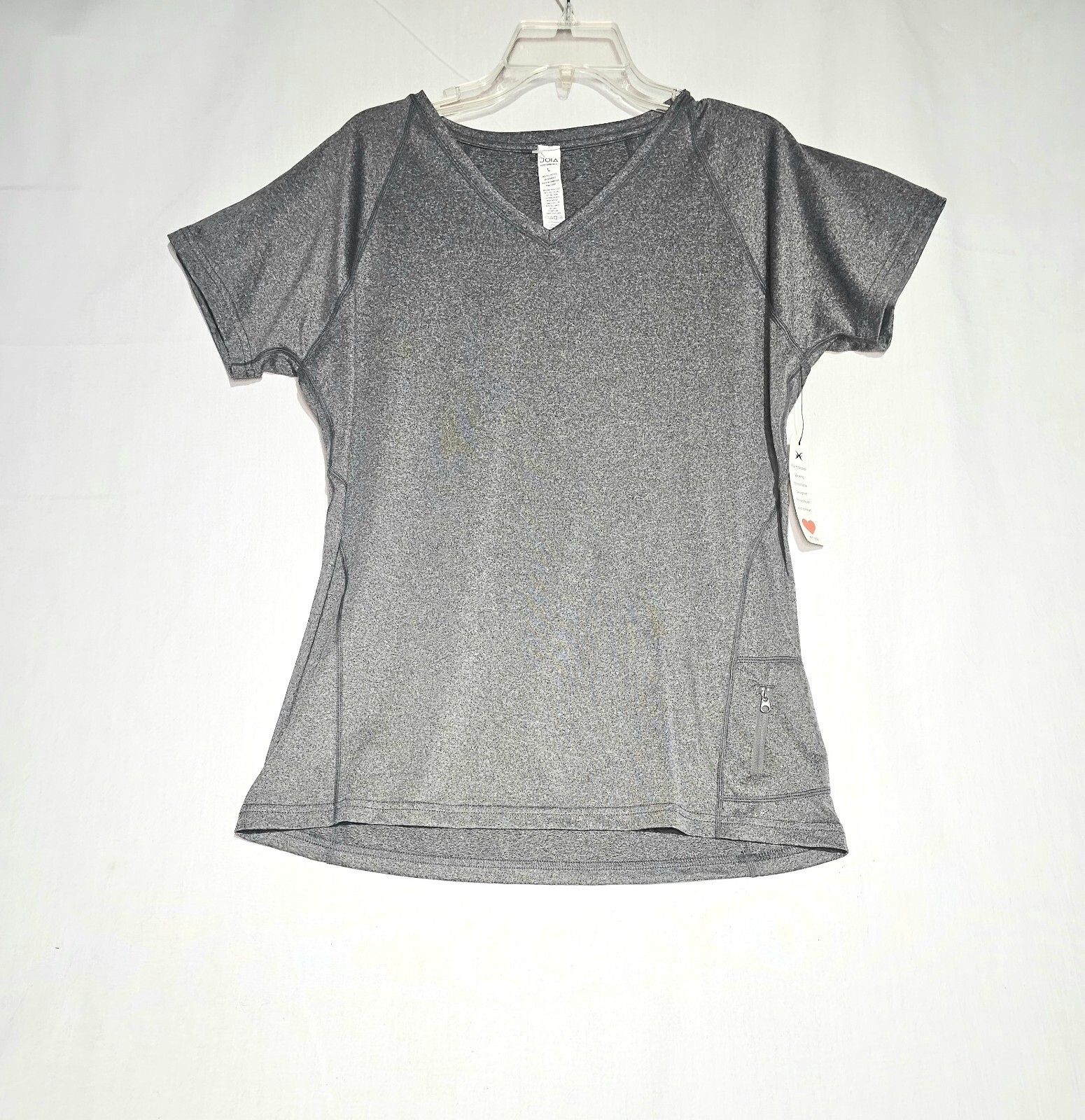Running Shirt Womens Large Top Activewear Quick Dry Polyester Grey SS NEW $19