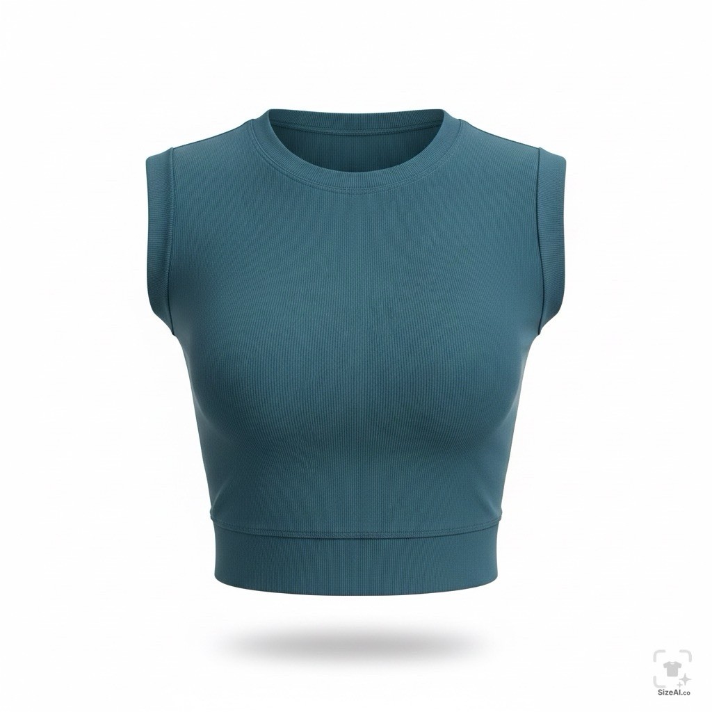 Halara Sleeveless Cropped Shirt Ribbed Teal Green M