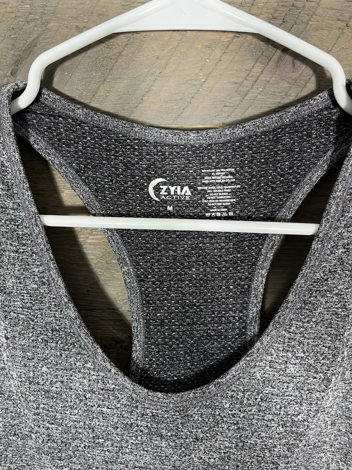 ZYIA ACTIVE Heather Gray Copper Charged Seamless Racerback Workout Tank Top Sz M