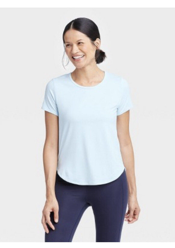 ** NWT- Women’s Short Sleeve Essential T-Shirt – All in Motion™ Light Blue L