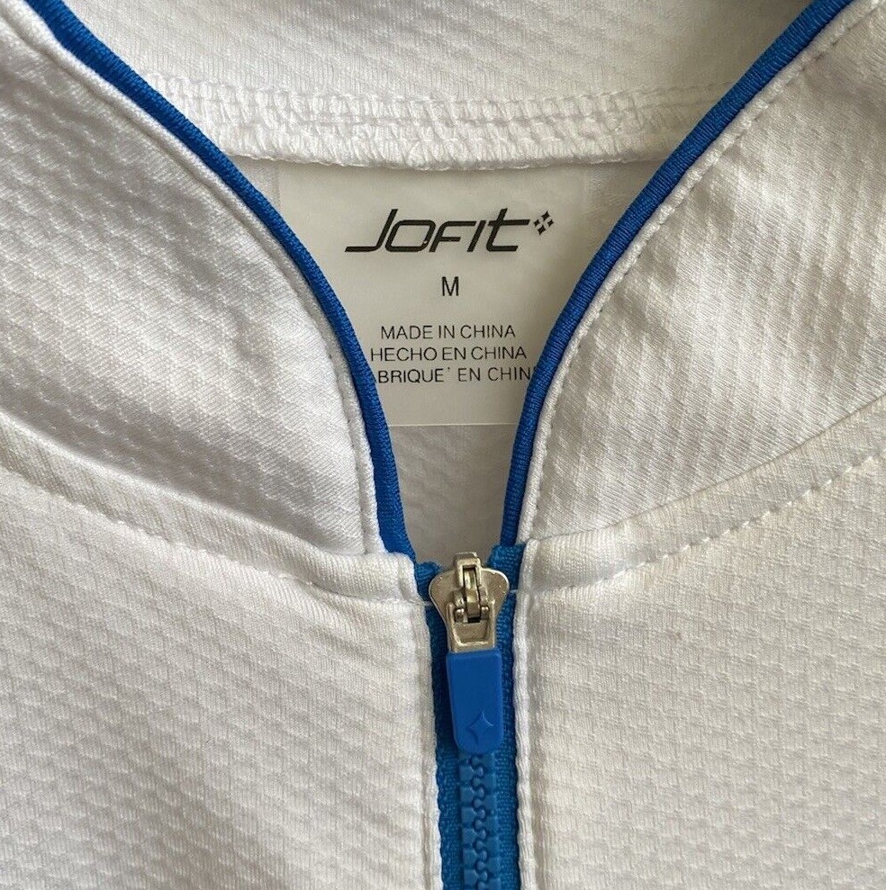 Jofit Mock Zip Pullover Short Sleeve Tennis Golf Top White Pink Navy Size M