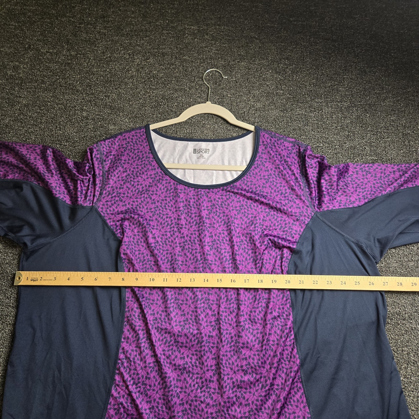 Lands’ End Top Womens 3X Purple Black Jersey Sport Knit Active Workout