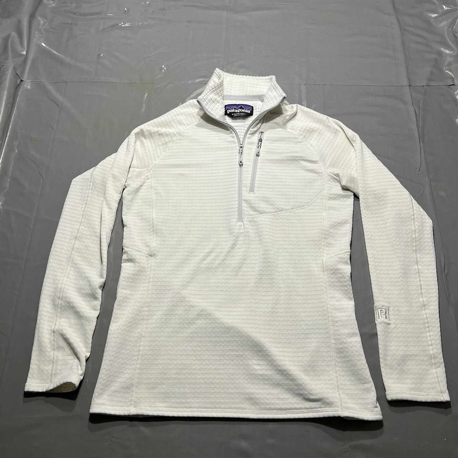 Patagonia R1 Womens Small 1/4 Zip Grid Fleece Pullover White 40118