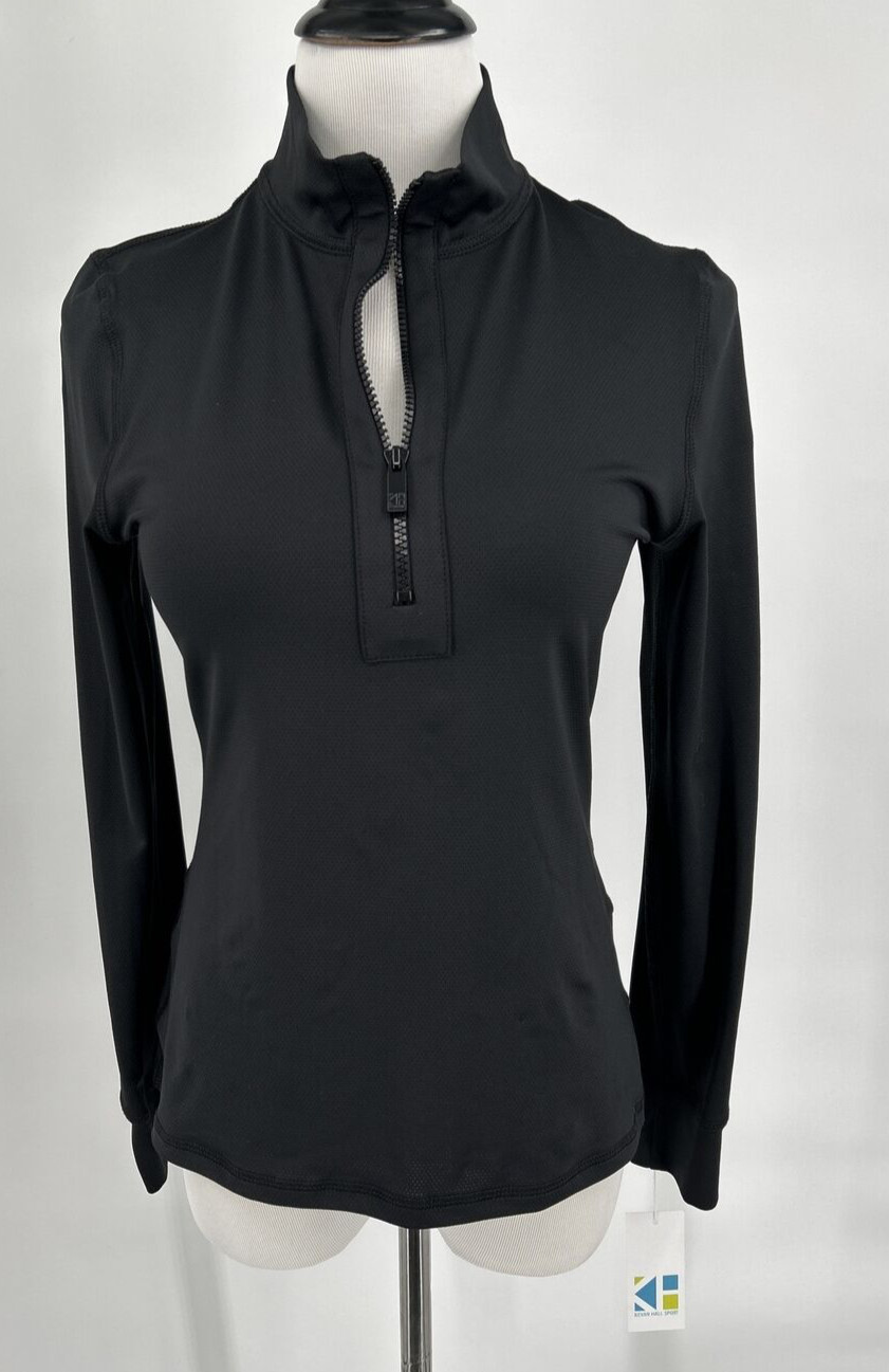 Kevan Hall Sport 1/4 Zip Long Sleeve Black Golf Sport Top USA Small NWT