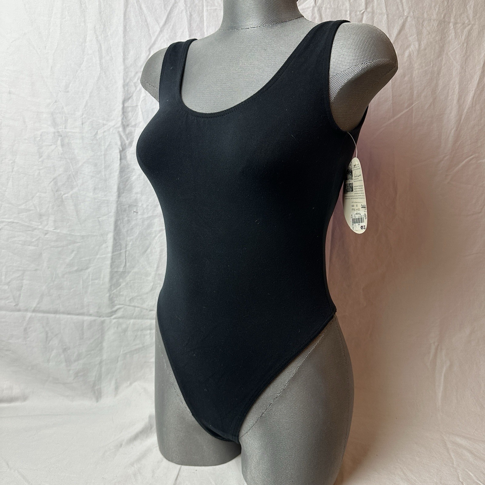 New Vtg 90s Aerodynamics Black Thong Leotard Sz M Workout Bodysuit Exercise