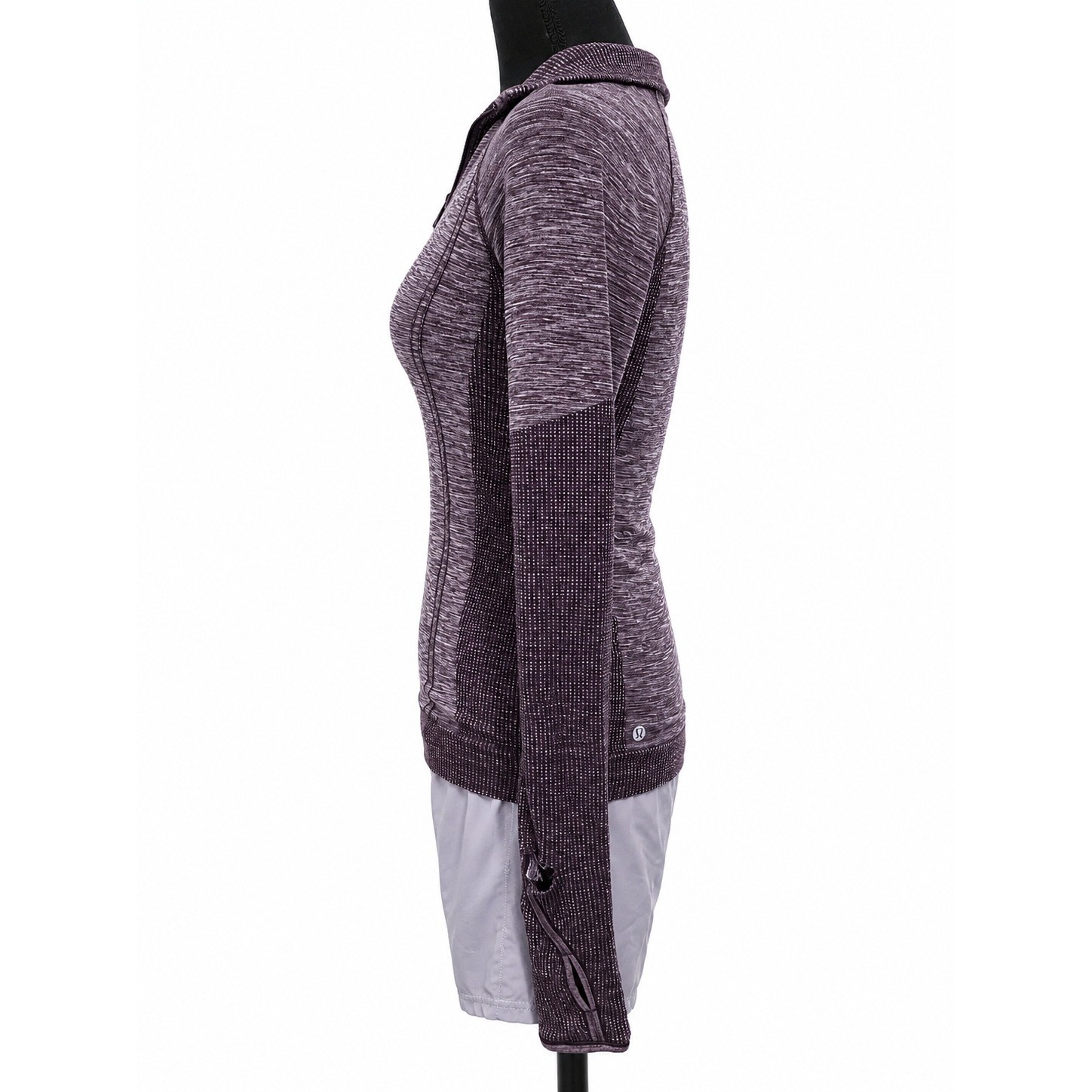 Lululemon Swiftly Wool 1/2 Zip Pullover Black Cherry White Size 10