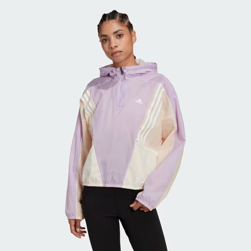 ADIDAS Women’s Hyperglam Hooded Track Top NWT Purple Glow/Bliss Orange/White XL