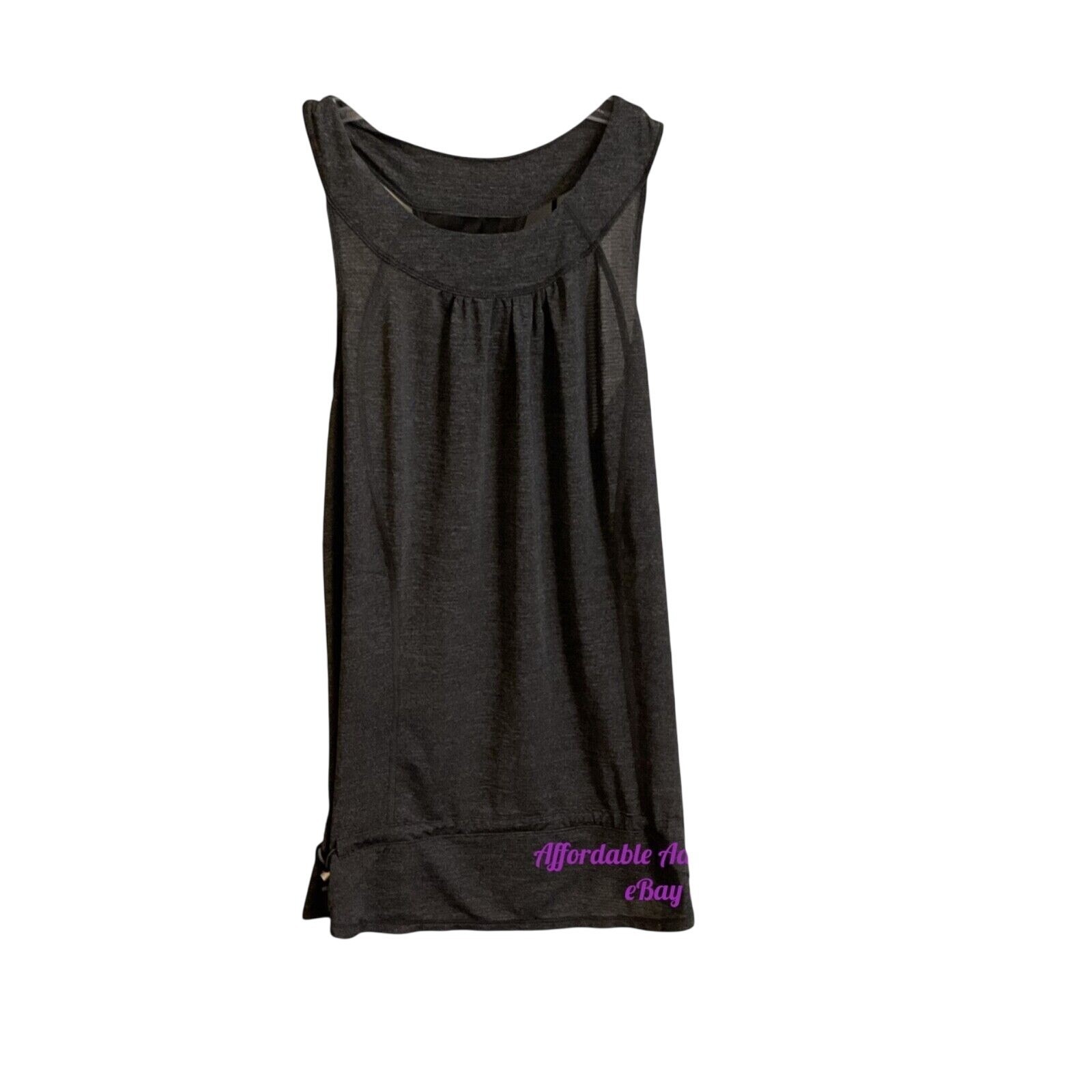 Lululemon Yoga Tank Top Women’s Size 6 Coal Gray Drawstring Hips Excellent