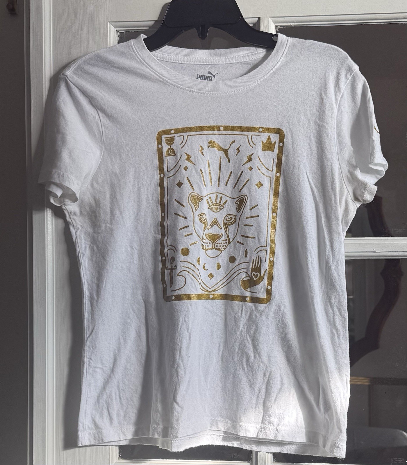 Puma Medium Unisex T-shirt shirt large graphic Designer Gold Pink White Only $11