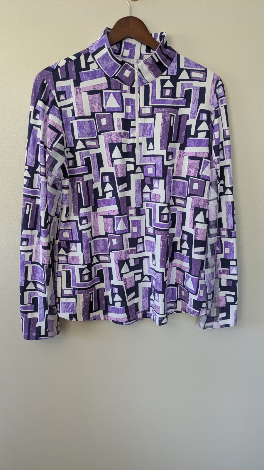 IBKUL Womens UPF Pullover Top Large 1/4 Zip Mesh Sleeves Golf Pickleball Beach
