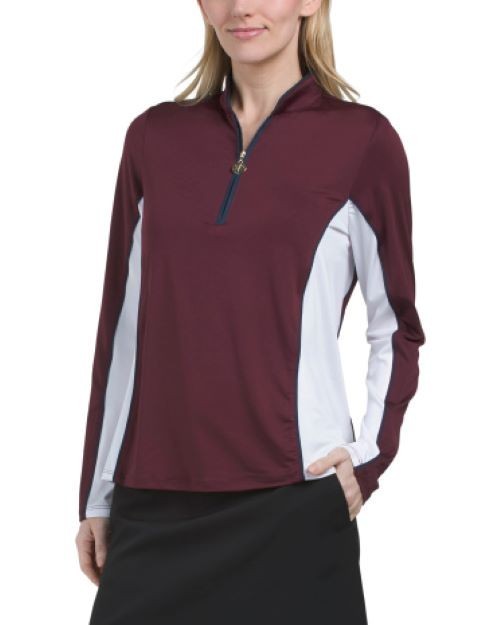 $79 Stella Parker Women’s Mock Neck Quarter Zip Jacket-Port Wine-Medium-New Tag