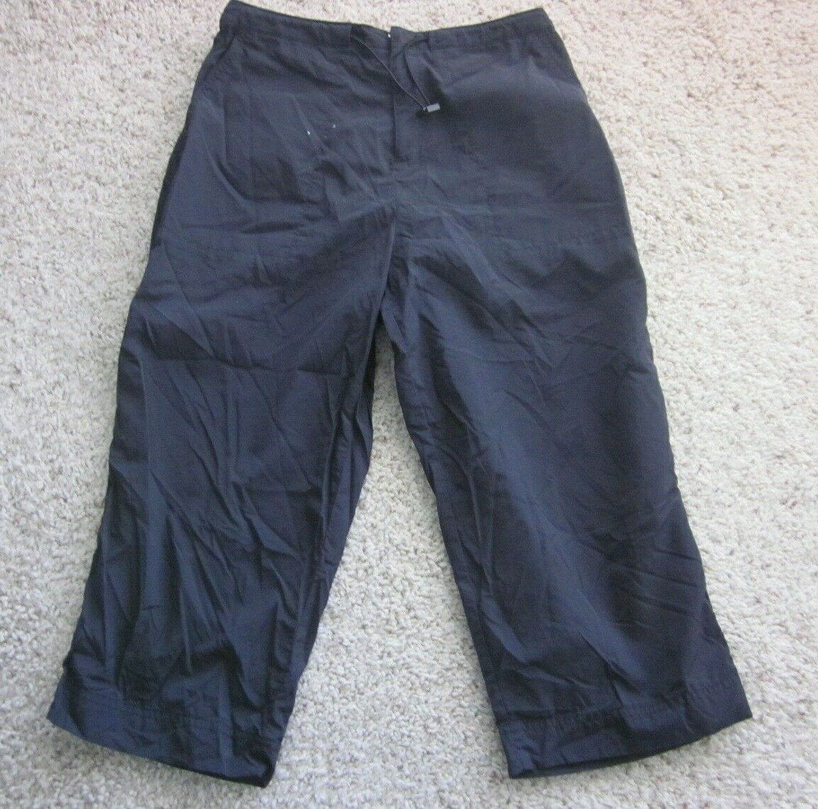 Women’s DANSKIN Pants Capri 100% Nylon Black Activity Zip Fly Yoga Size S (4-6)