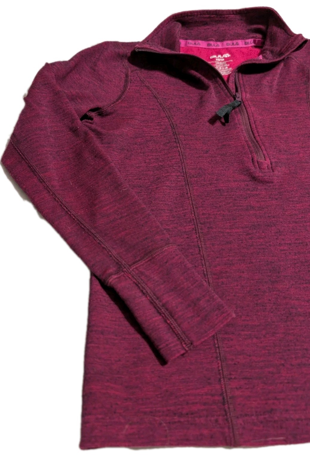 BULA Merino Wool Quarter Zip Base Layer Womens XS Pink Thermal Ski Top