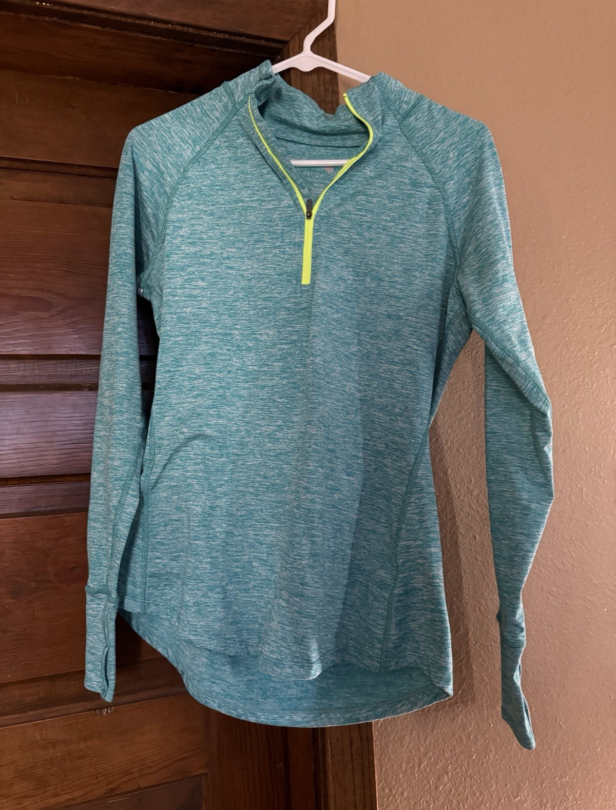 Tangerine Women’s Teal Heathered 1/4 Zip Mock Neck Pullover Athletic Fit M
