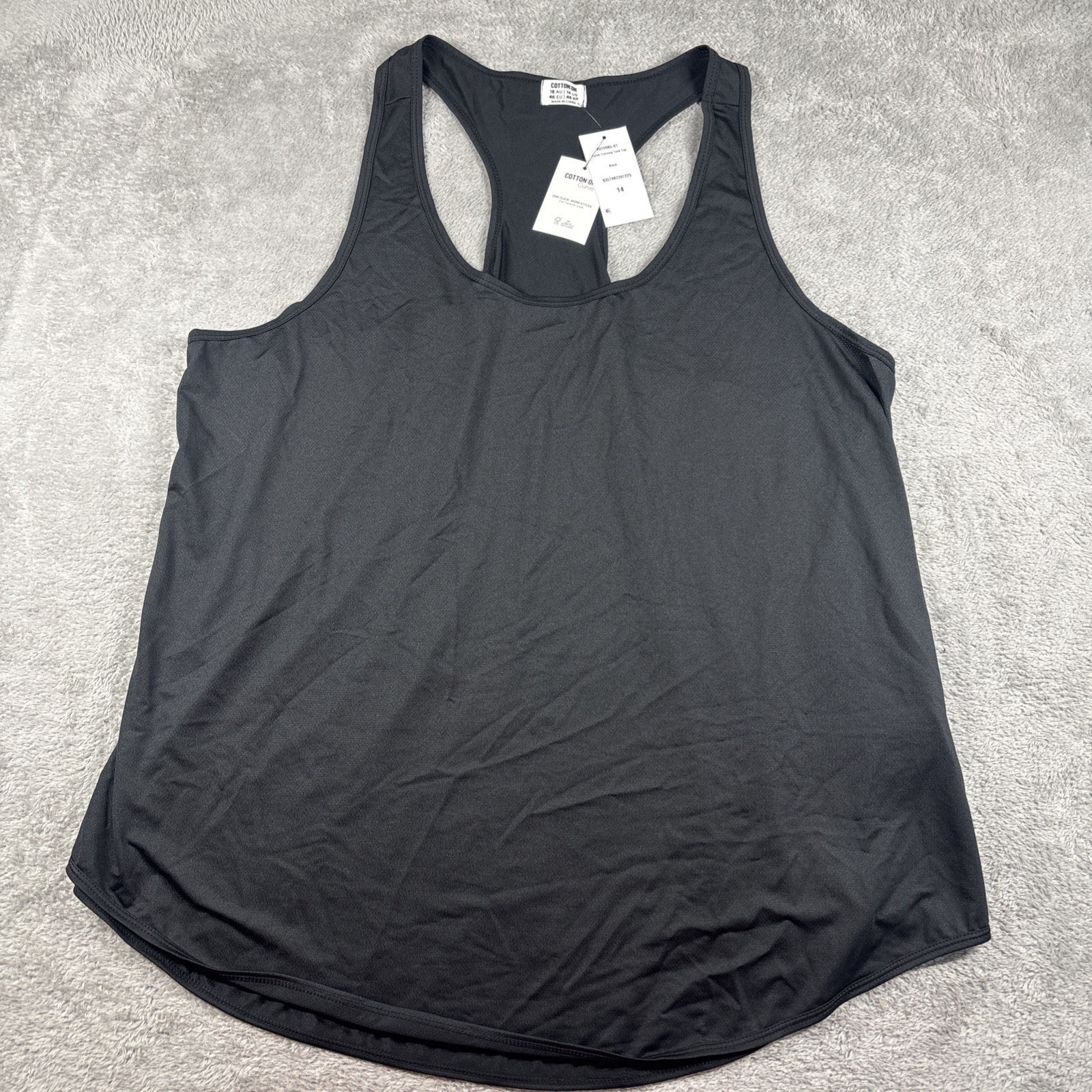 NWT COTTON ON CURVE TRAINING TANK TOP BLACK TOP – SIZE 14 –