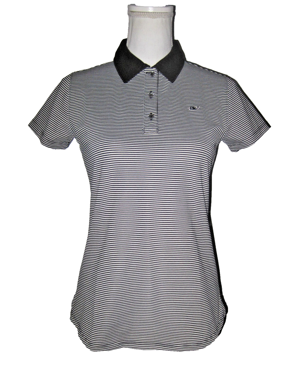 NWT Vineyard Vines Short-Sleeve Striped Performance Pique Polo, Jet Black, Sz XS