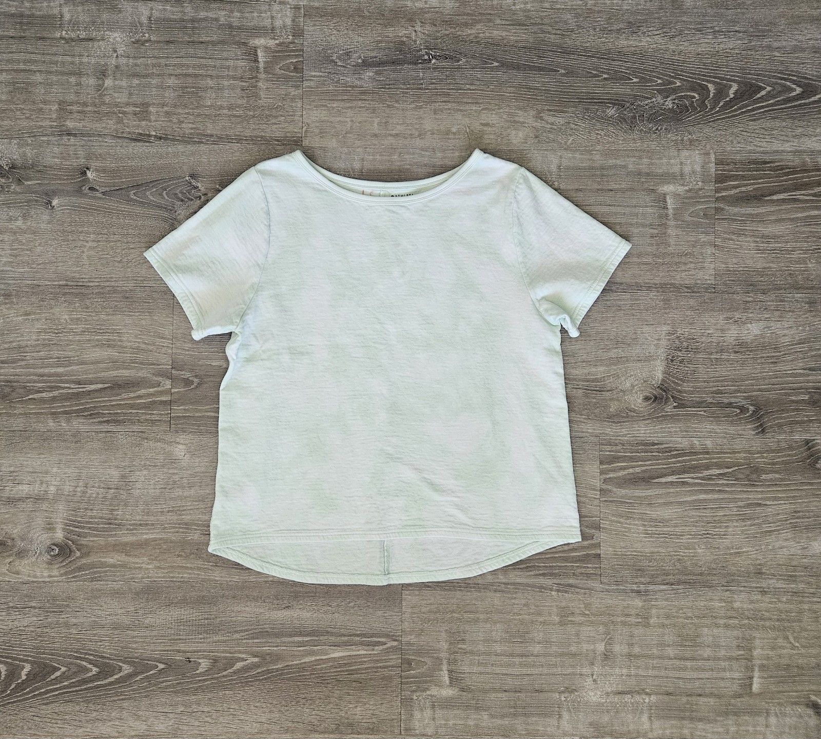 Athleta Soft Slub Knit Tie-Dye Top Loungewear Athleisure 98% Cotton Mint Green L