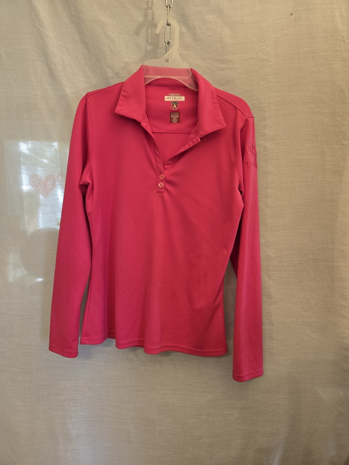 Antigua Bright Pink Golf Pullover S Top Logo On Sleeve A626