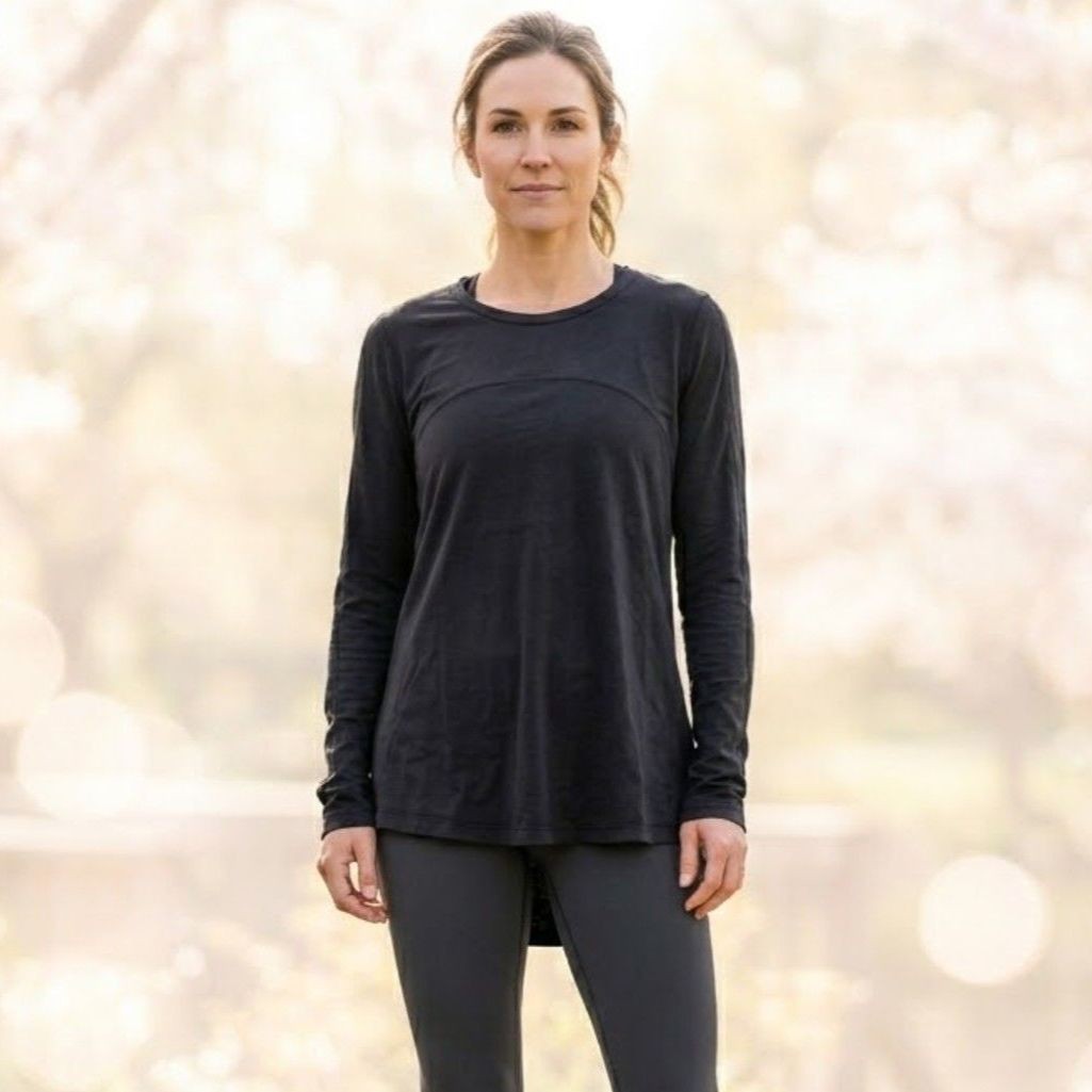 Lululemon Acadia Tunic Womens 8 Black High Low Swing Top Pima Cotton Lightweight